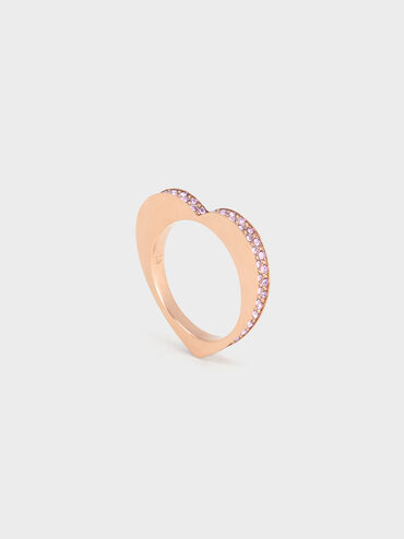 Malorie Crystal Heart Ring, Rose Gold, hi-res