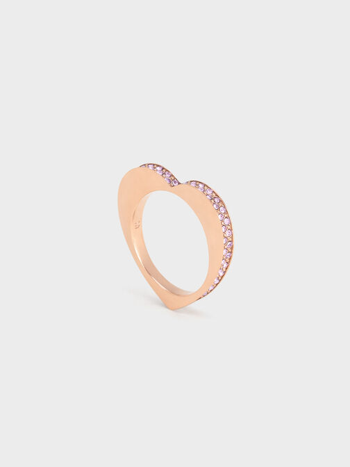 Malorie Crystal Heart Ring, Rose Gold, hi-res