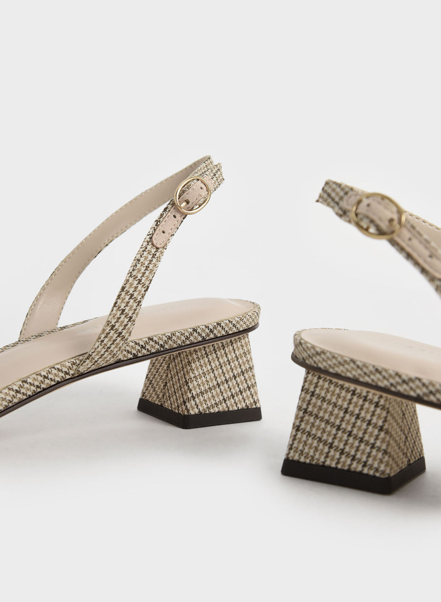 Houndstooth-Print Beaded Slingback Pumps, Multi, hi-res