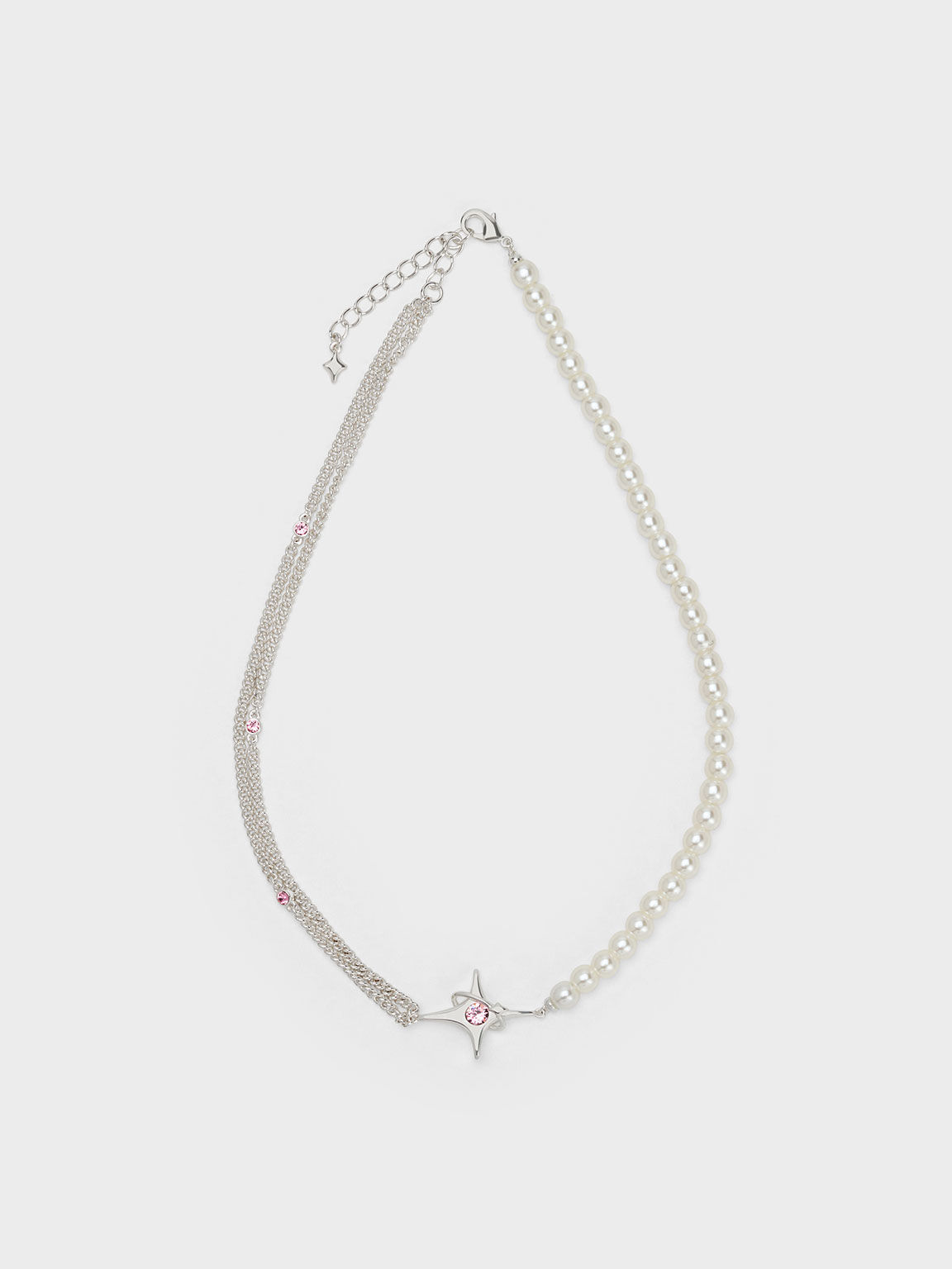 Silver Estelle Star Pearl Choker Necklace CHARLES KEITH UK