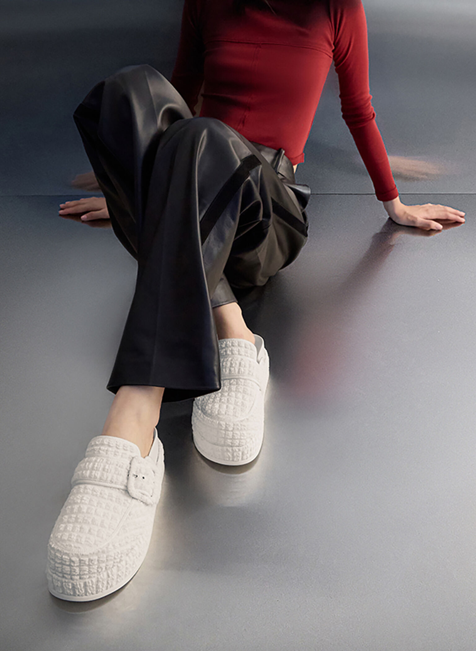 Loren Textured Flatform Mules, Chalk, hi-res