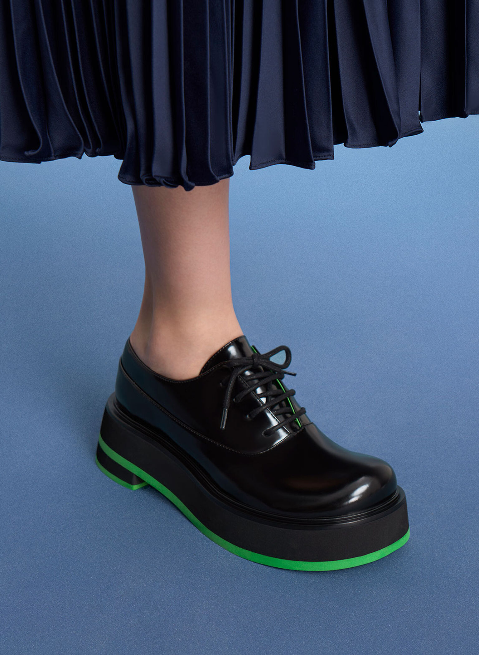 Striped Platform Oxfords, Black, hi-res