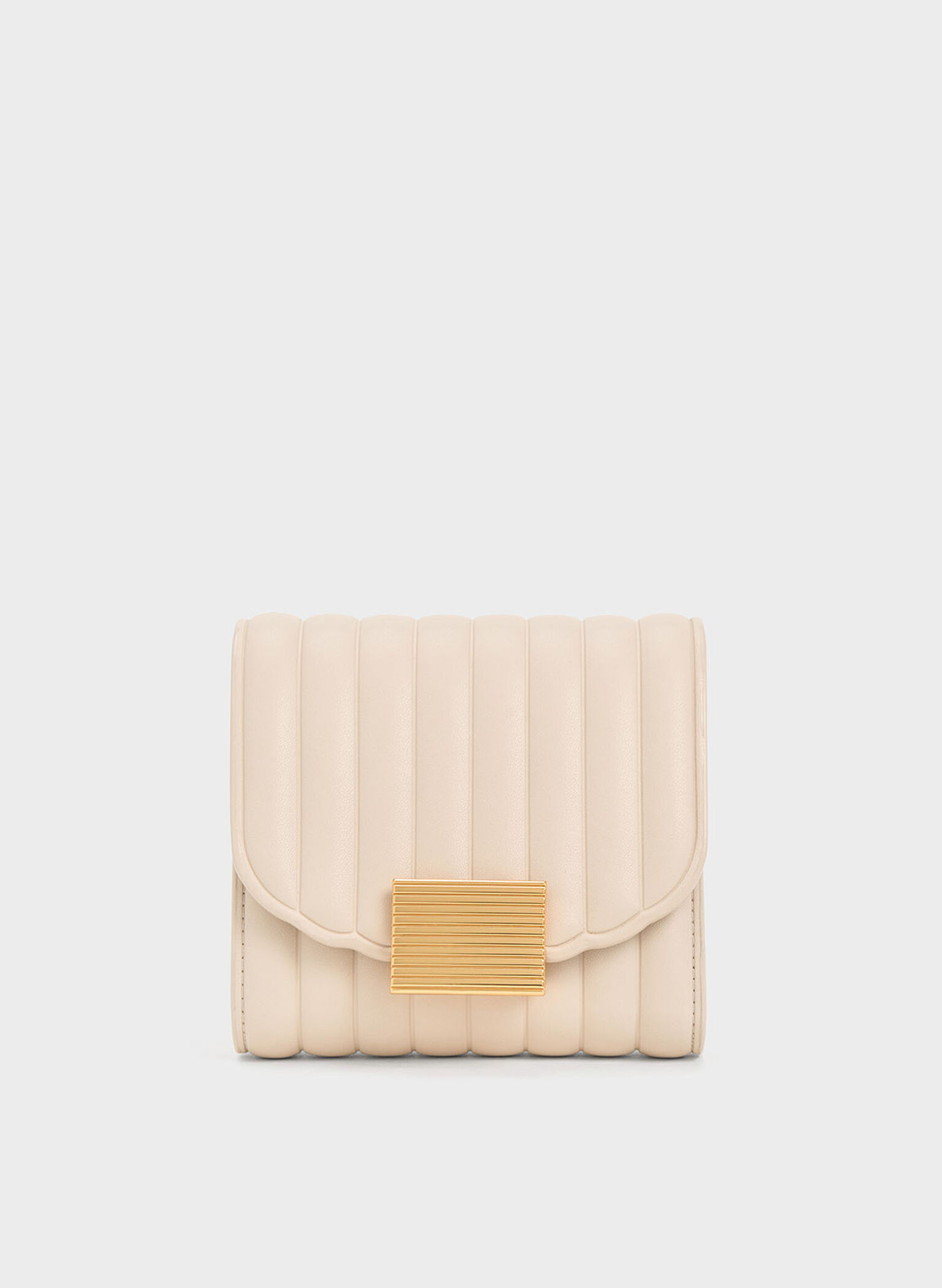 Astrid Panelled Small Wallet, Beige, hi-res