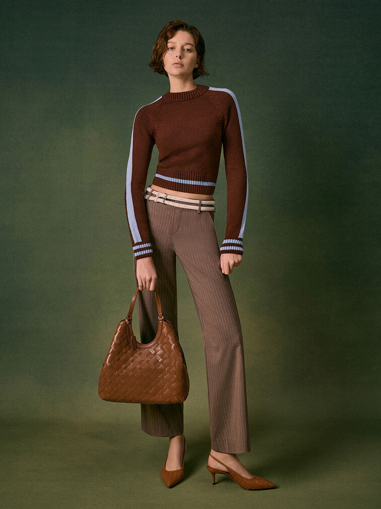 Ivette Woven Tote Bag, Chocolate, hi-res