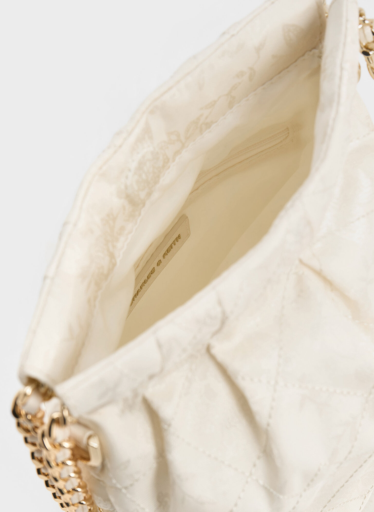 Duo Jacquard Chain-Handle Two-Way Backpack, Cream, hi-res