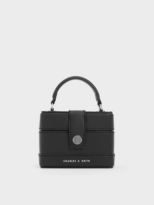 Mini Bronte Contrast Trim Top Handle Bag, Black, hi-res