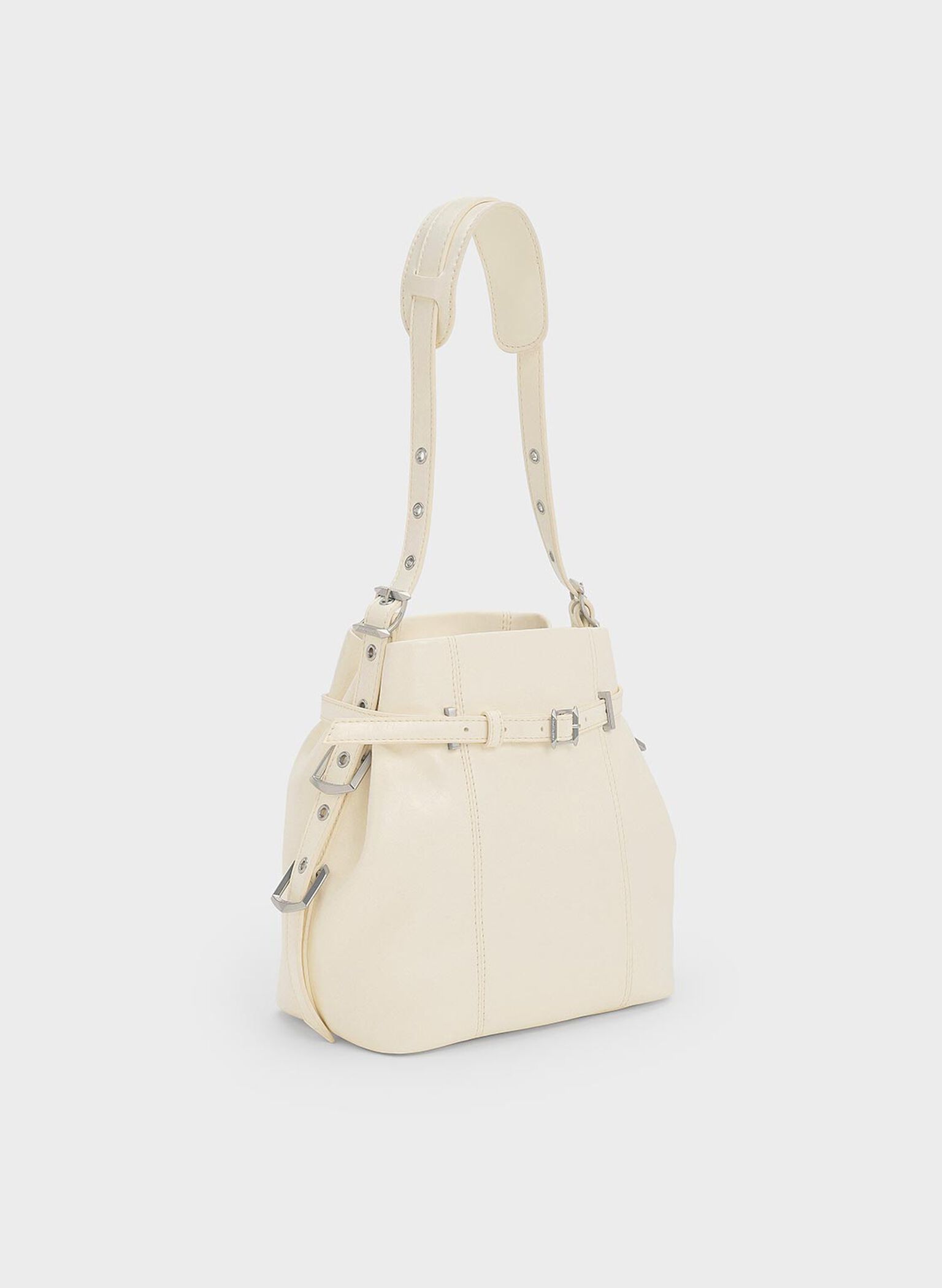 Bryna Belted Bucket Bag, Cream, hi-res