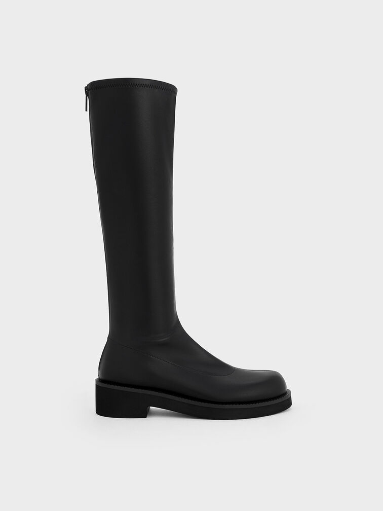 Chunky-Sole Knee-High Boots, Black, hi-res