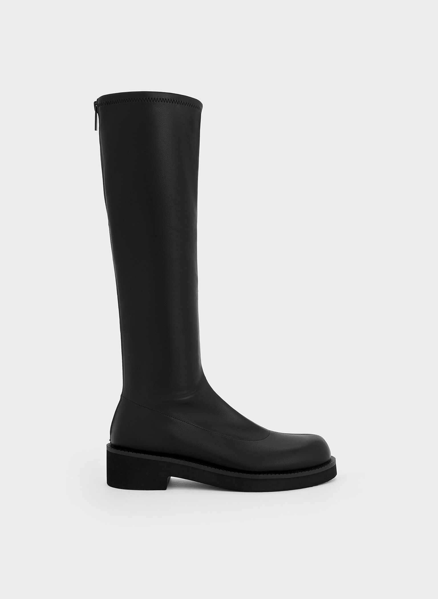 Chunky-Sole Knee-High Boots, Black, hi-res