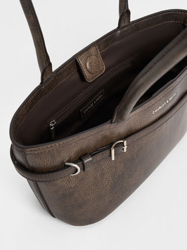 Sloane Elongated-Handle Shoulder Bag, Dark Brown, hi-res