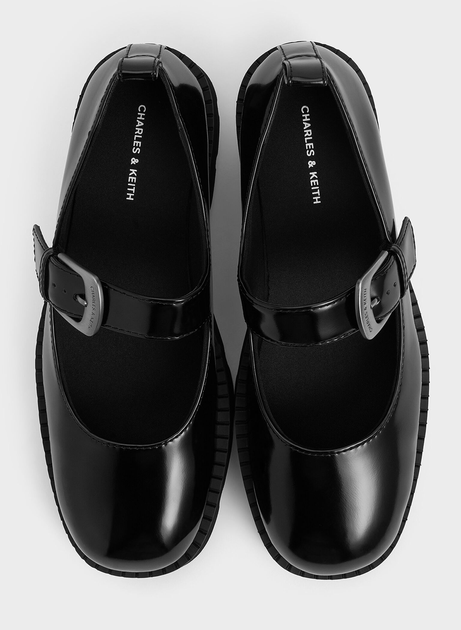 Buckled Ridged-Sole Chunky Mary Janes, Black Box, hi-res