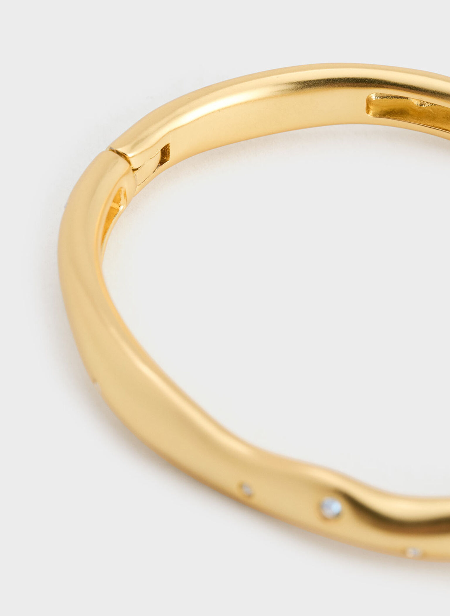 Ottilie Crystal Sculptural Bangle, Brush Gold, hi-res