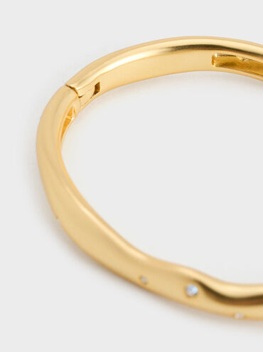 Ottilie Crystal Sculptural Bangle, Brush Gold, hi-res