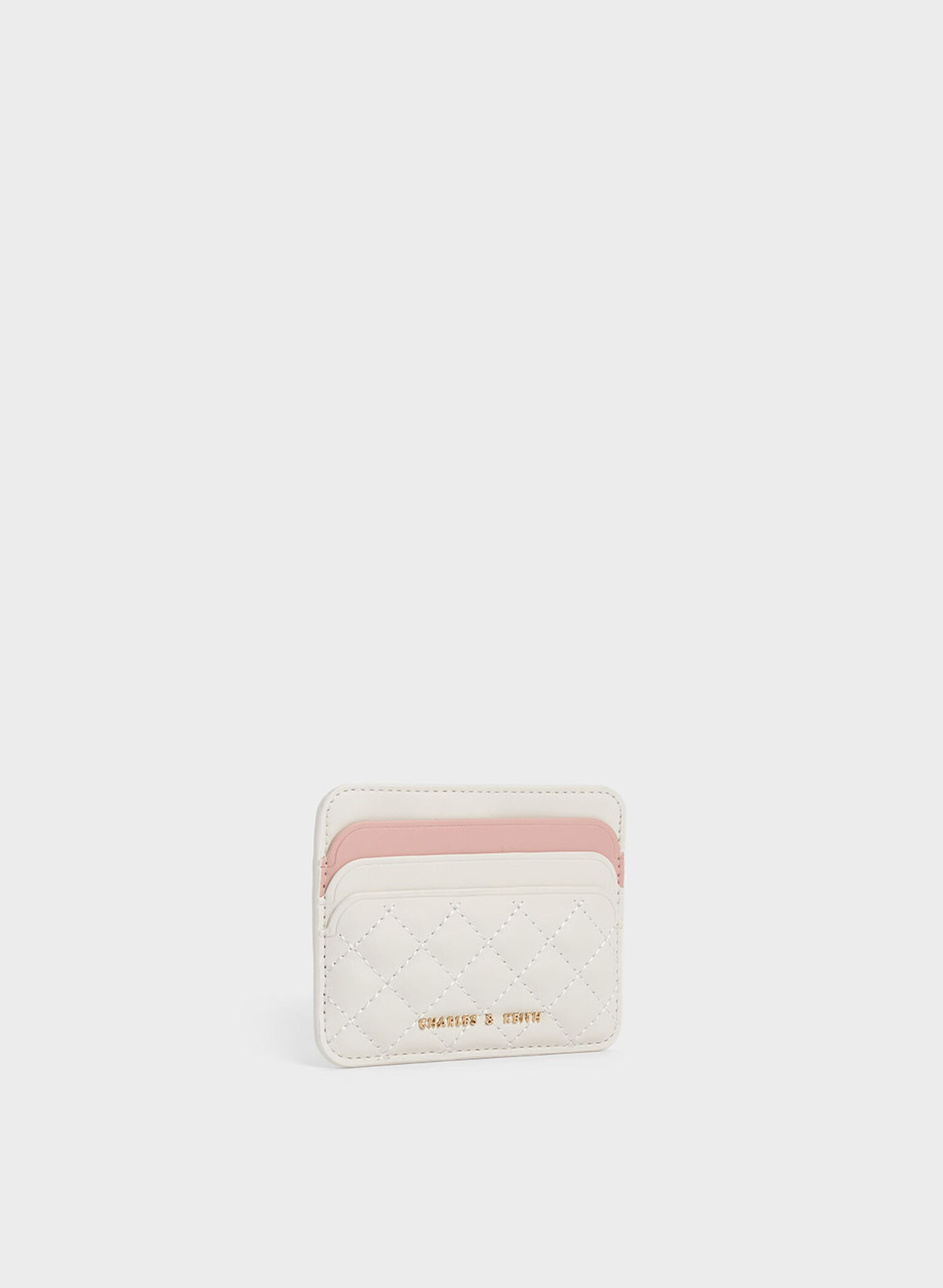 Cleo Two-Tone Quilted Card Holder, Cream, hi-res