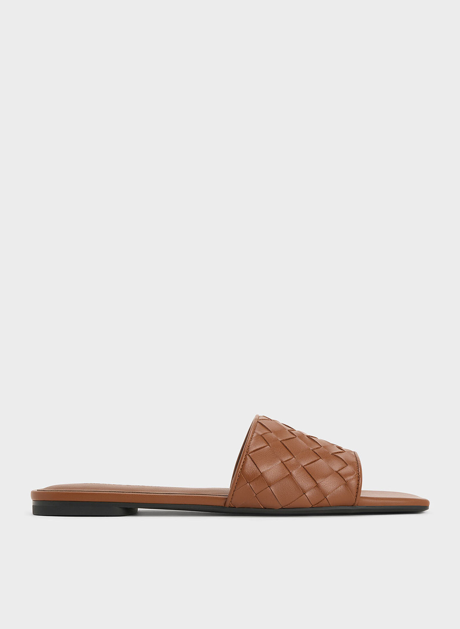 Woven Slide Sandals, Brown, hi-res