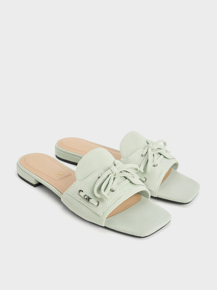 Kori Suede Lace-Up Slide Sandals, Mint Green, hi-res