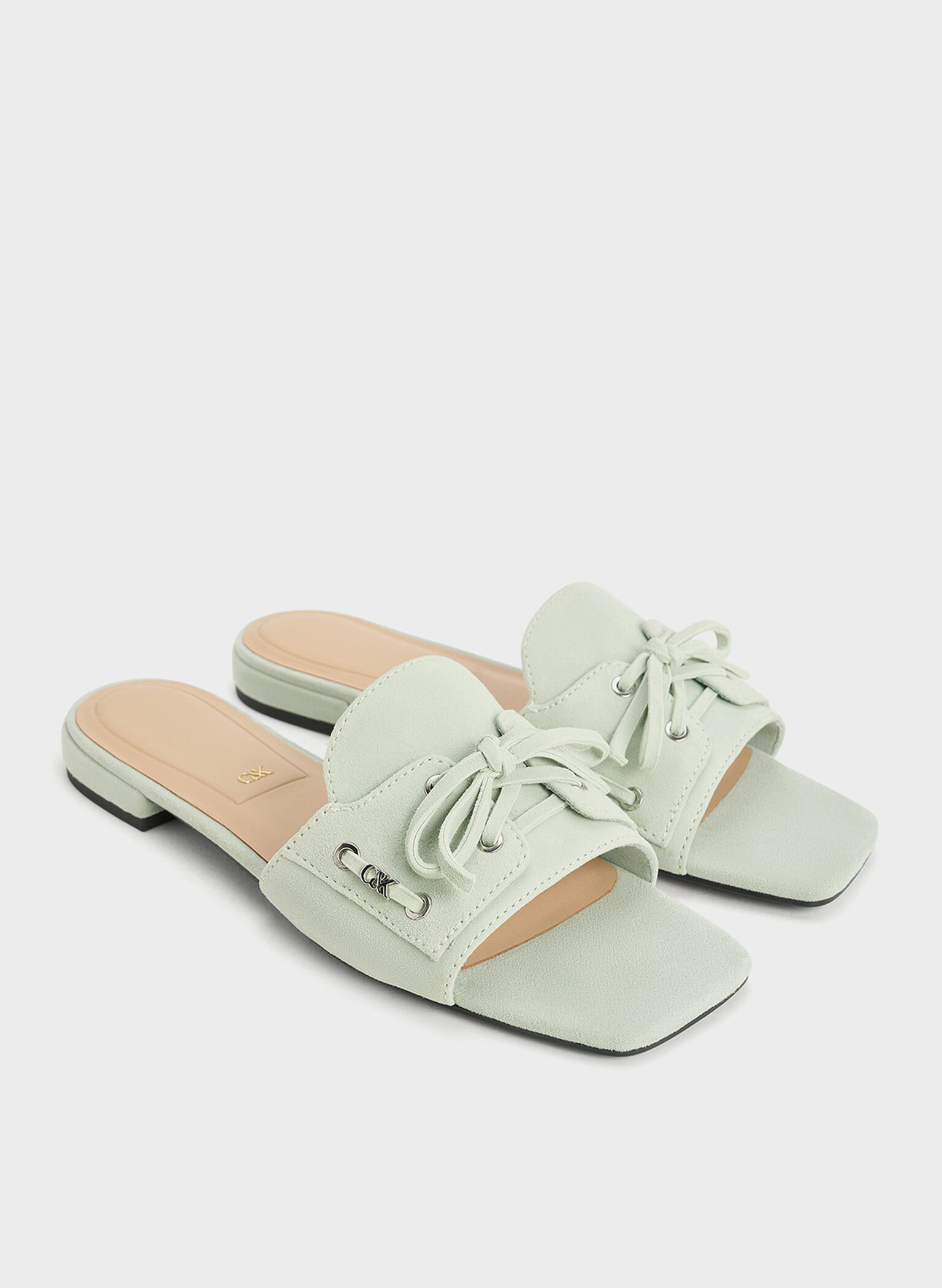 Kori Suede Lace-Up Slide Sandals, Mint Green, hi-res