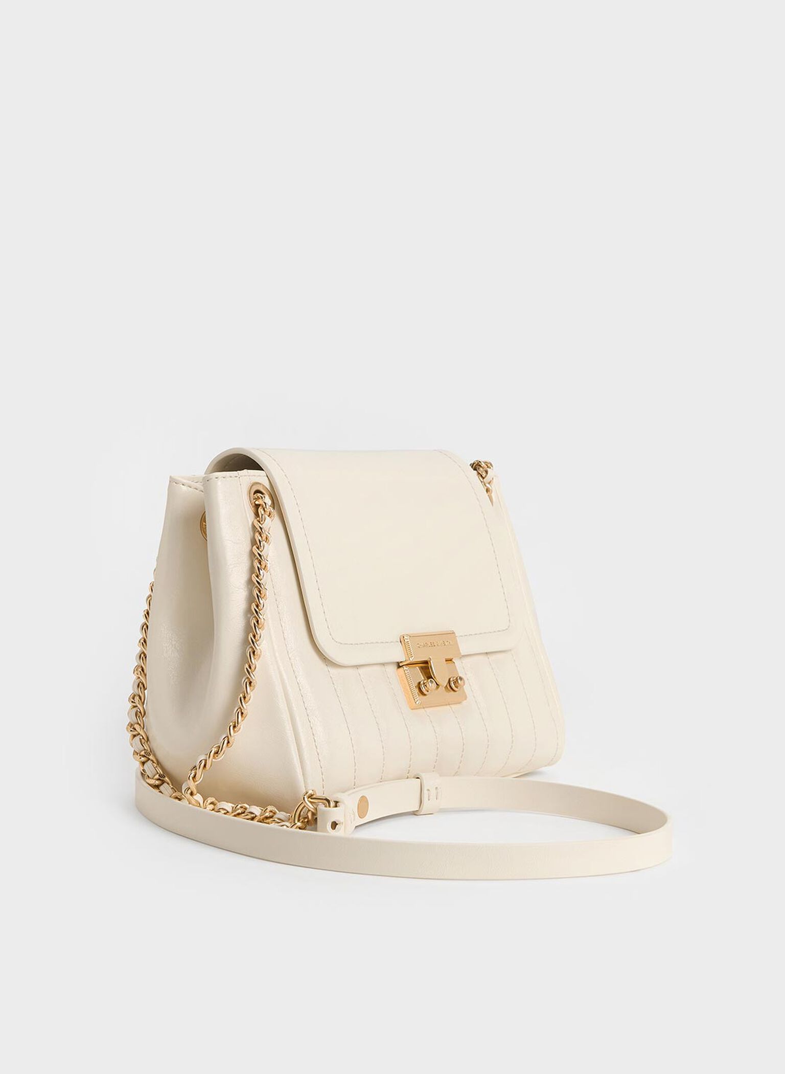 Donna Crinkle-Effect Shoulder Bag, Cream, hi-res