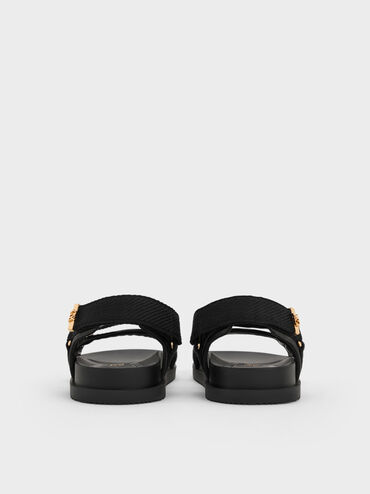 Granta Leather & Fabric Crossover Sports Sandals, Black, hi-res