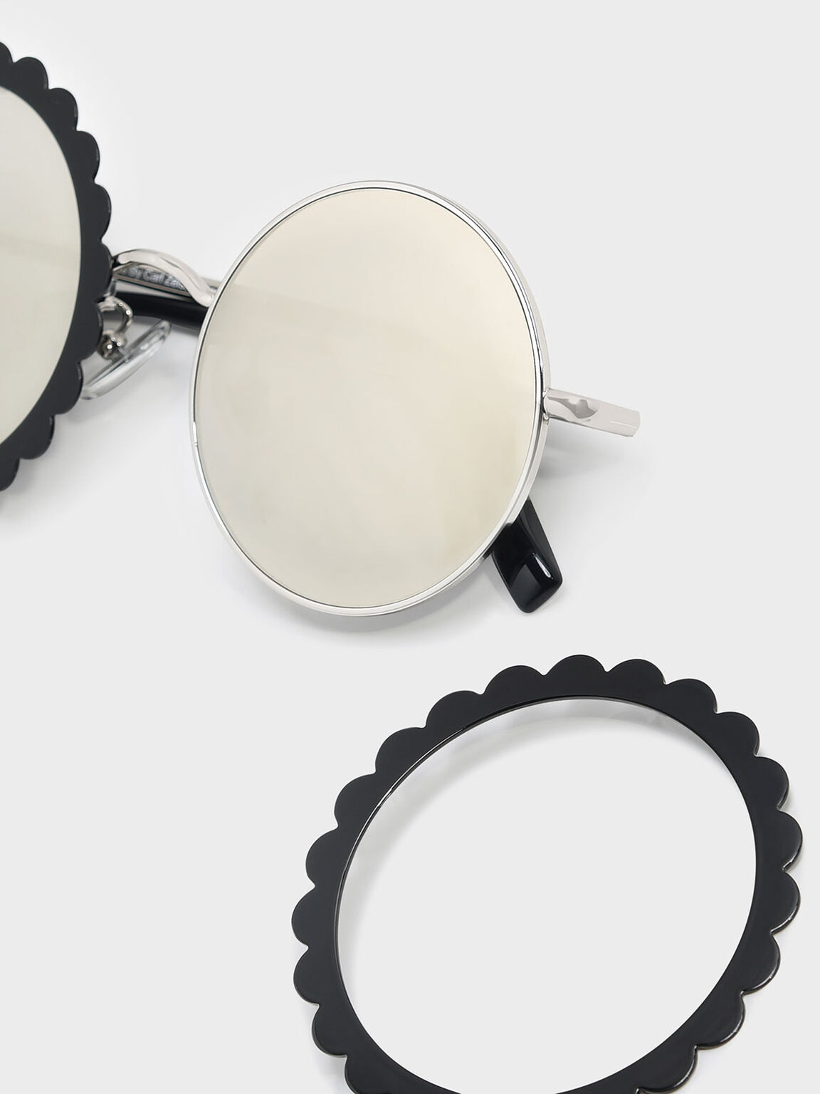 Round Flower Frame Sunglasses, Black, hi-res