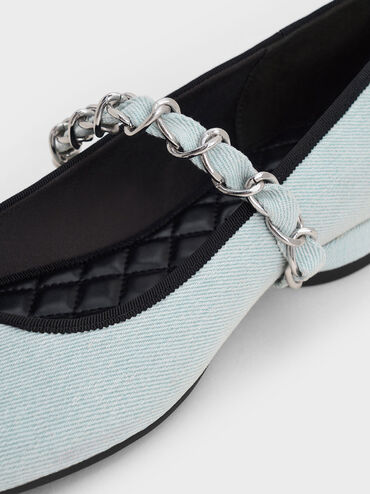 Denim Braided-Strap Mary Janes, Light Blue, hi-res