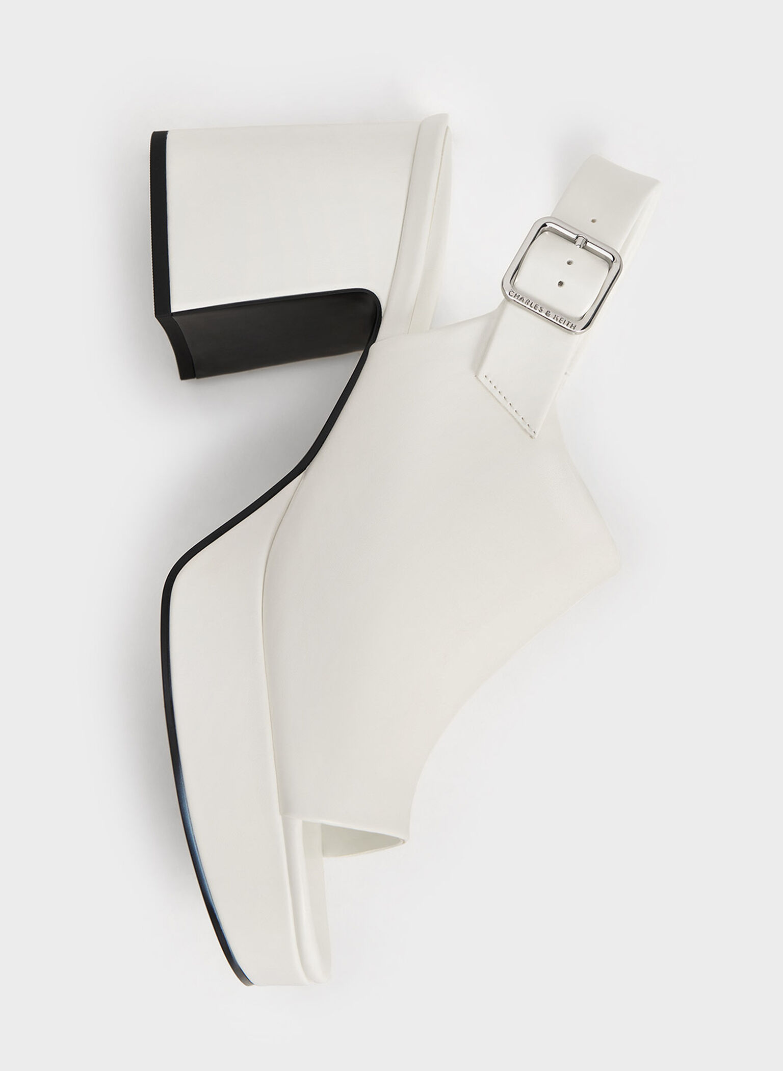 Peep-Toe Platform Sandals, White, hi-res