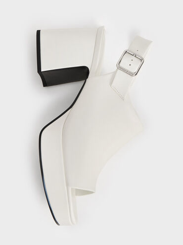 Peep-Toe Platform Sandals, White, hi-res