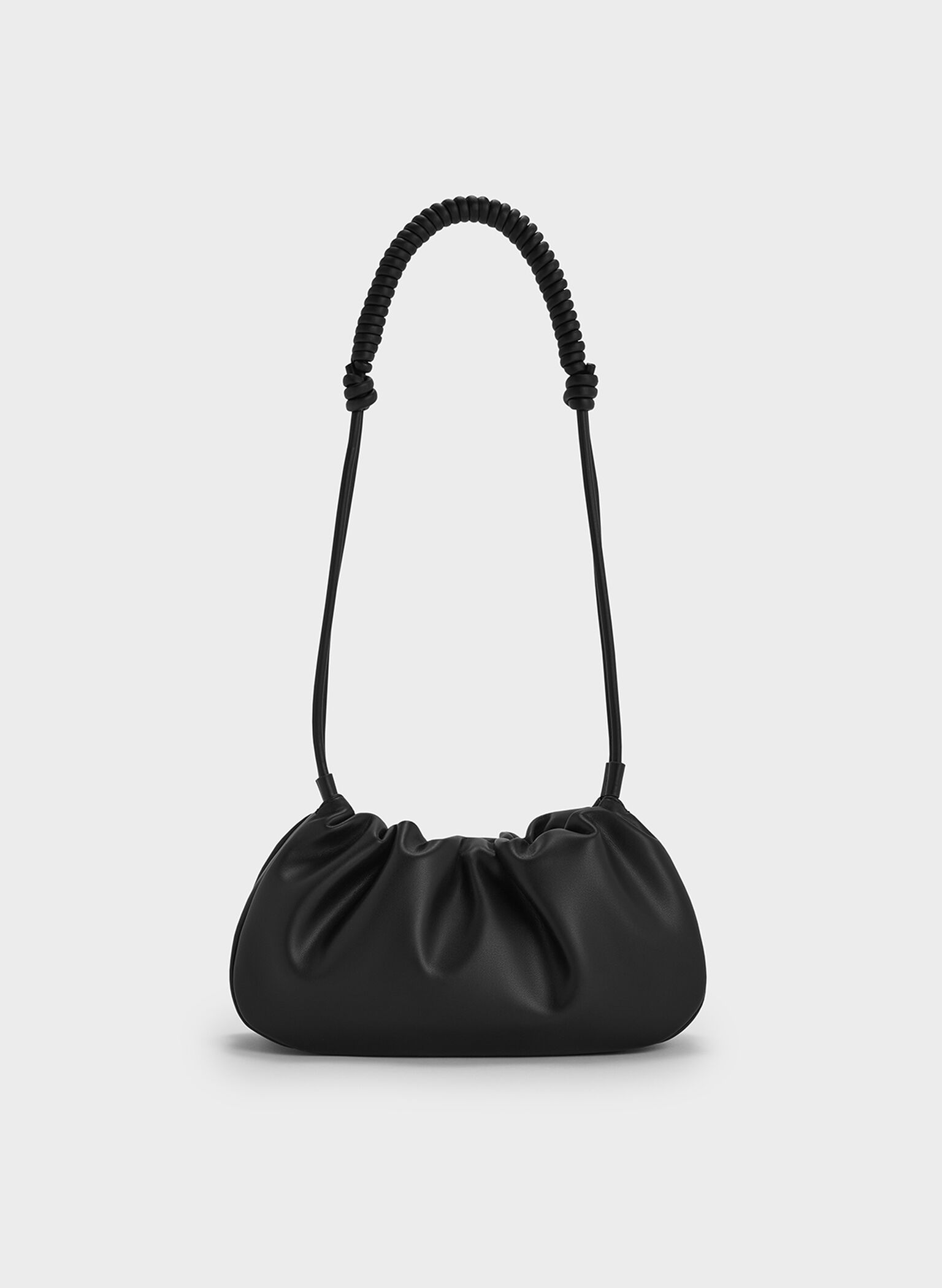 Lorelai Ruched Knotted-Strap Shoulder Bag, Noir, hi-res
