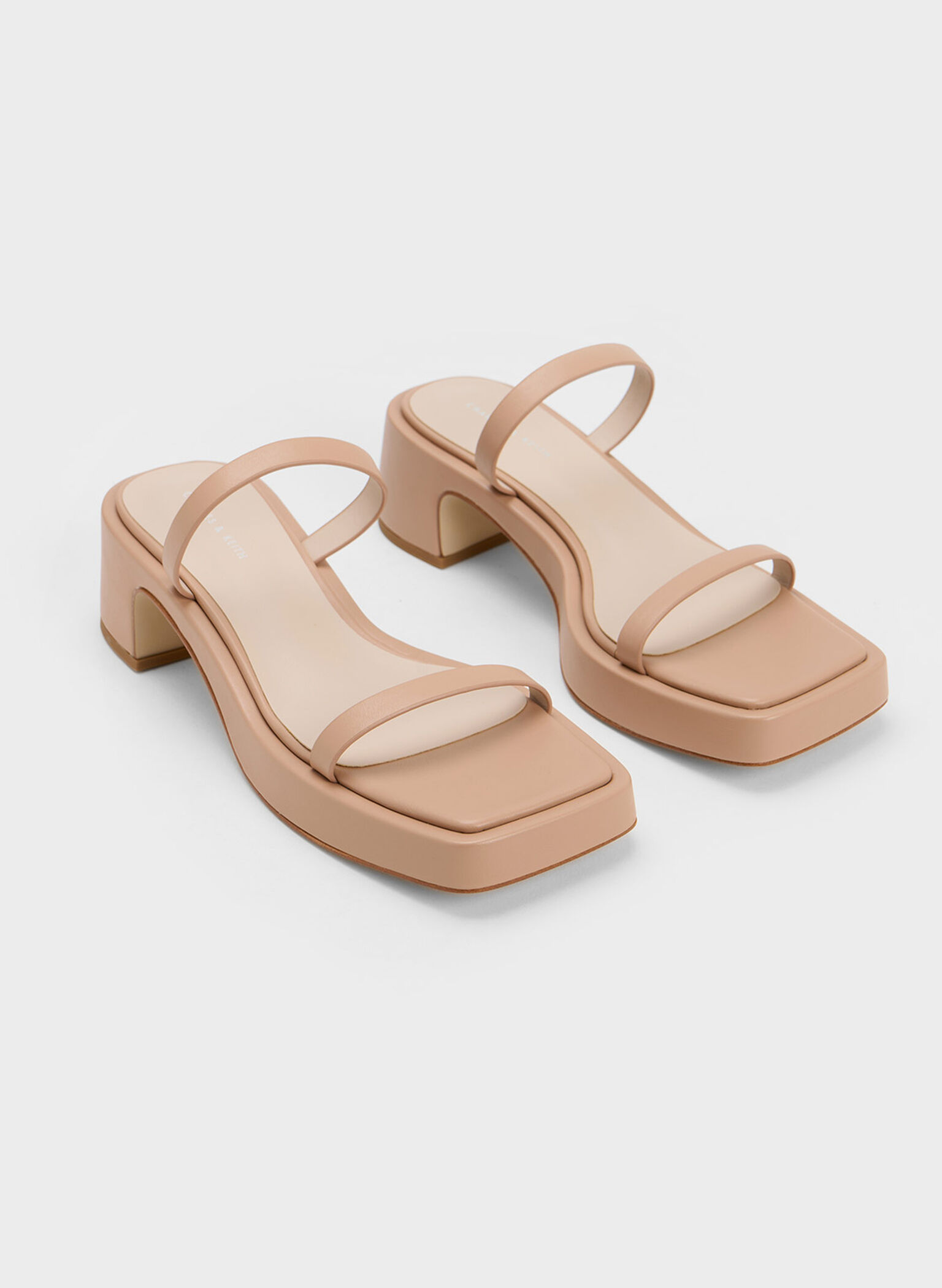 Square-Toe Platform Sandals, Nude, hi-res