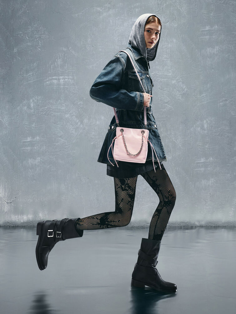 Arya Braided-Strap Double-Handle Crossbody Bag, Cotton Candy Pink, hi-res