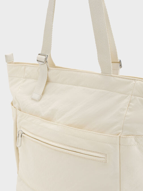 Soleil Nylon Tote Bag, Cream, hi-res