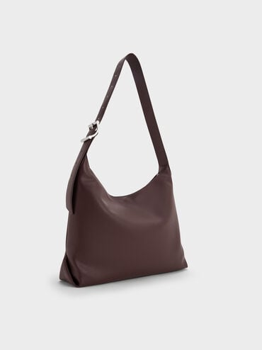 Gwynne Buckle-Strap Hobo Bag, Plum, hi-res
