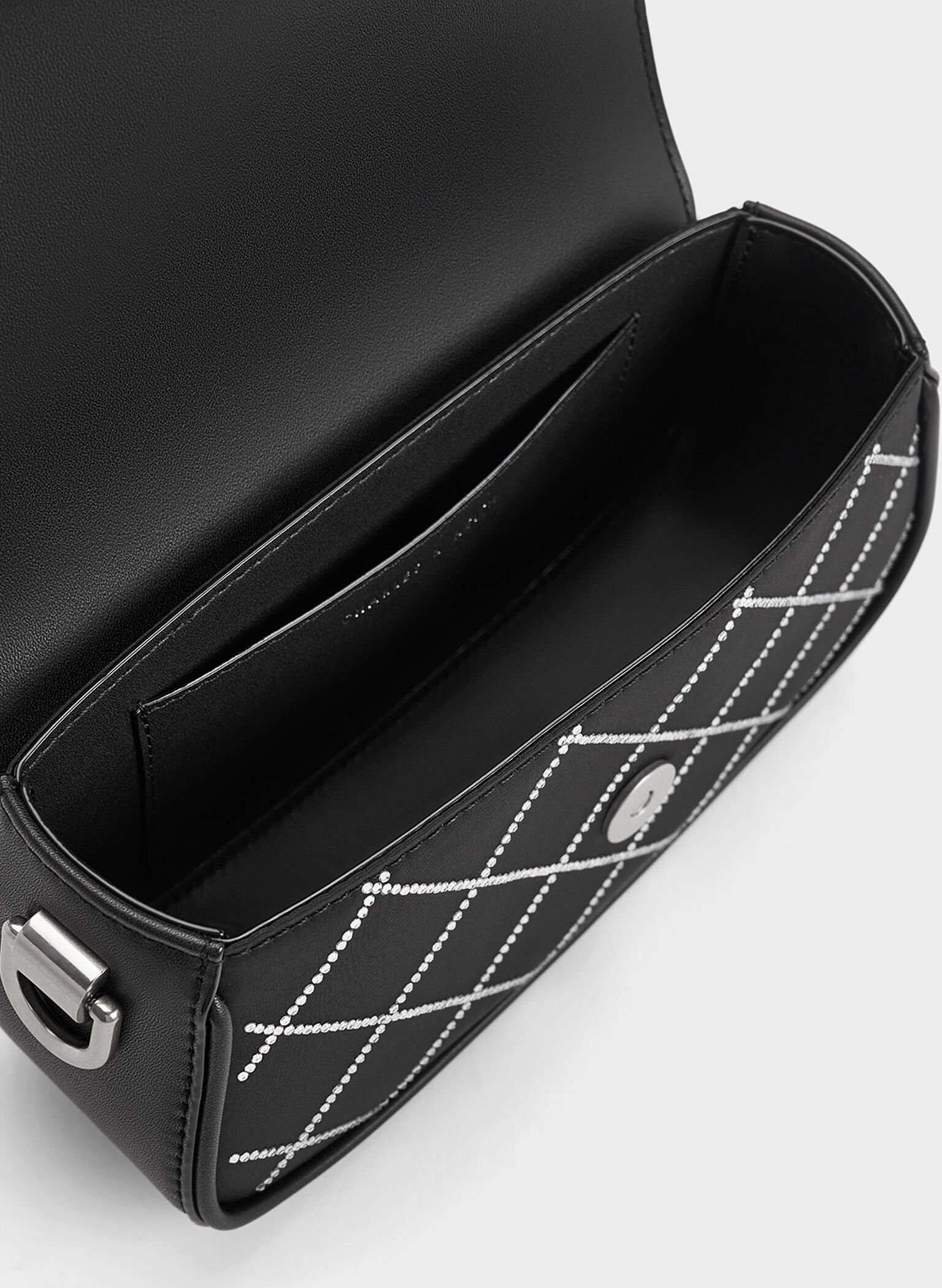 Este Chain Handle Satin Bag, Black, hi-res