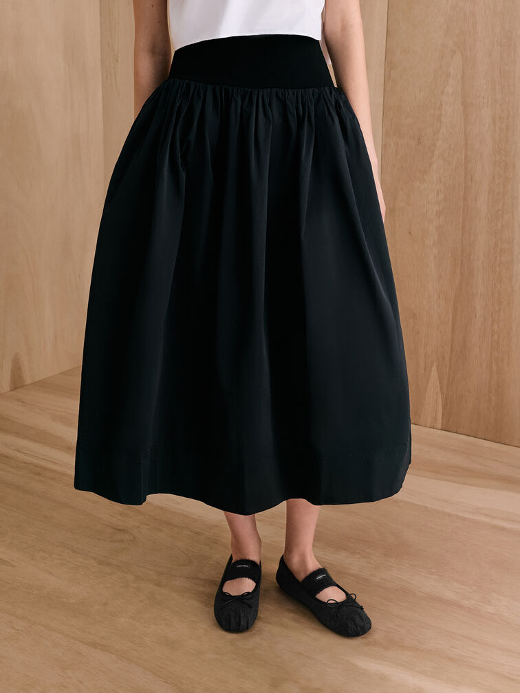 Winona Felt Bow Furry-Strap Mary Jane Flats, Black Textured, hi-res