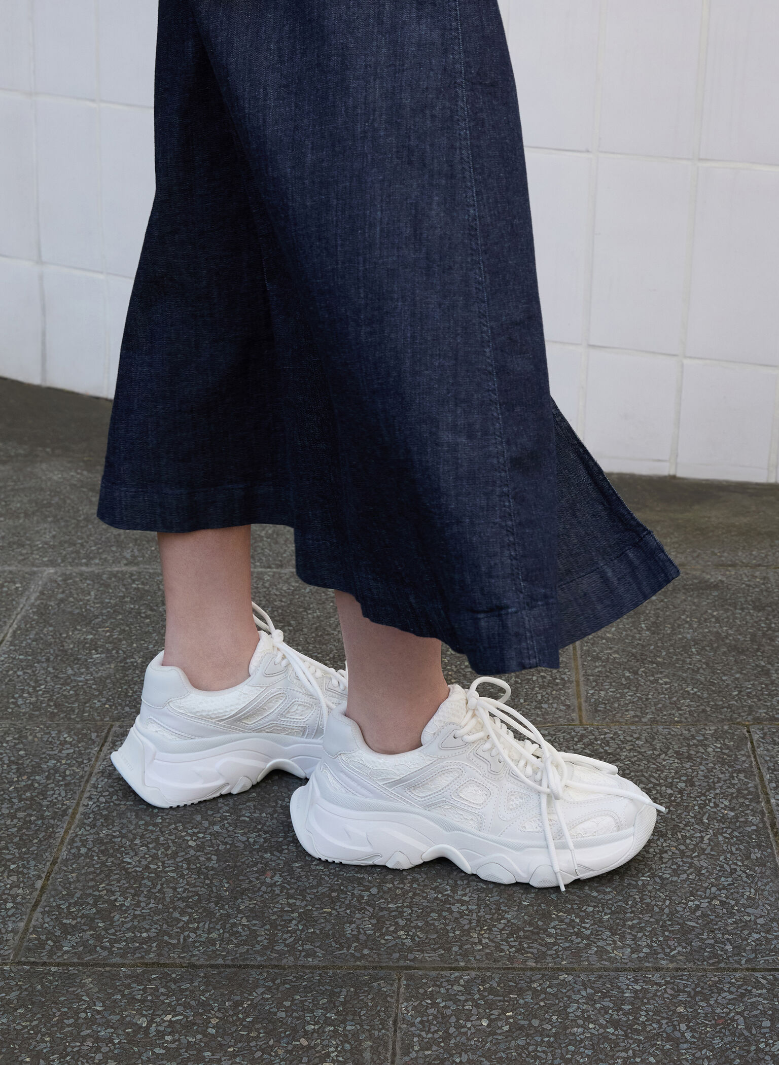 Gaskell Lace Chunky Sneakers, White, hi-res