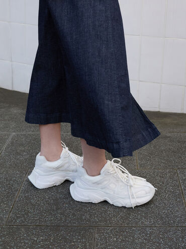 Gaskell Lace Chunky Sneakers, White, hi-res
