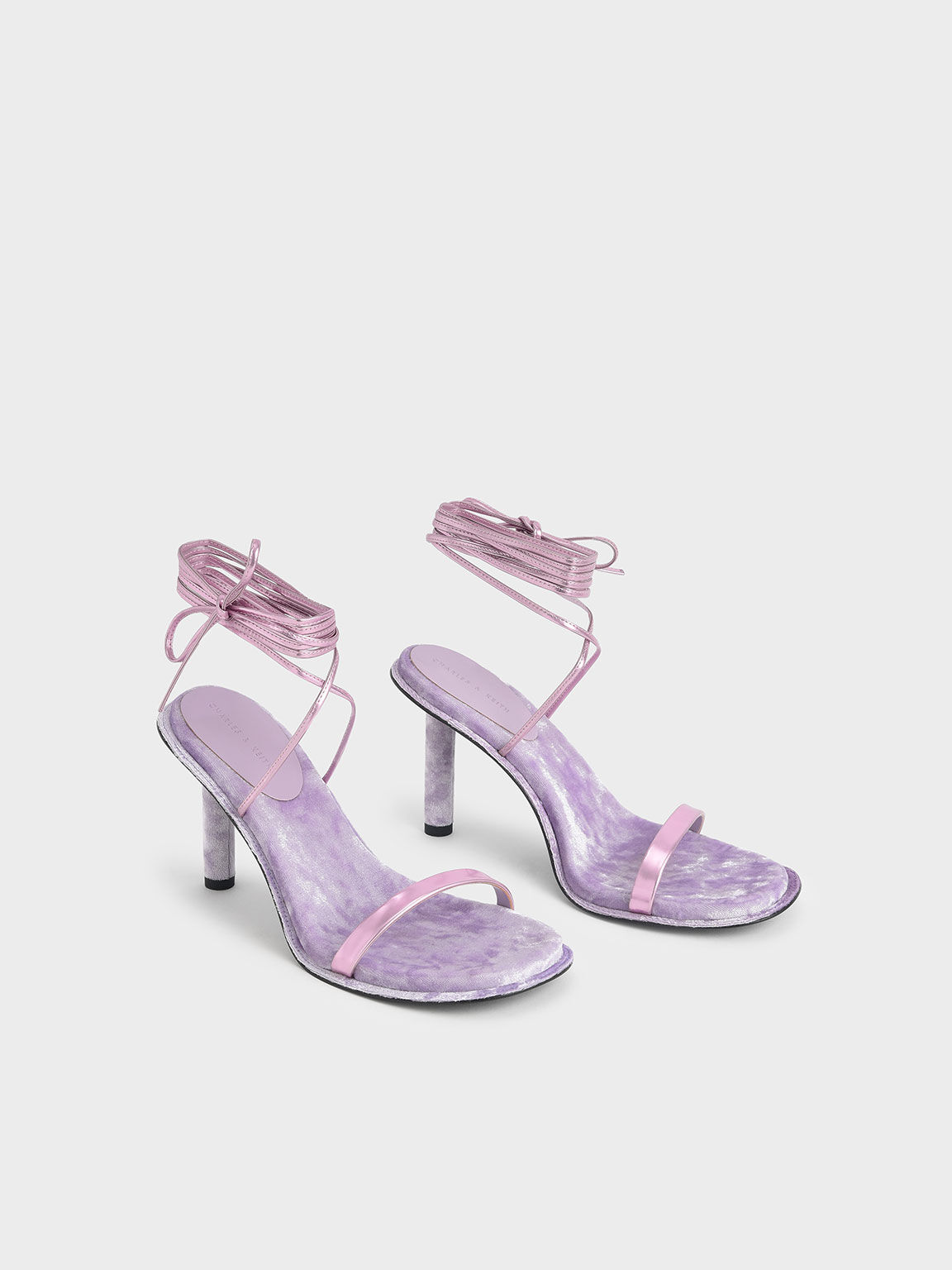 Kiera Metallic Tie-Around Stiletto Sandals, Lilac, hi-res