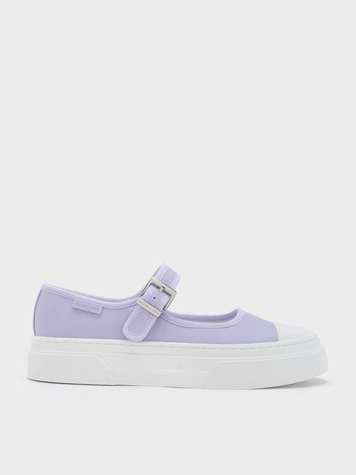 Two-Tone Mary Jane Sneakers, Lilac, hi-res