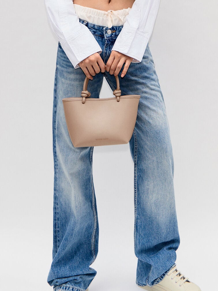 Sabine Knotted-Handle Tote Bag, Taupe, hi-res