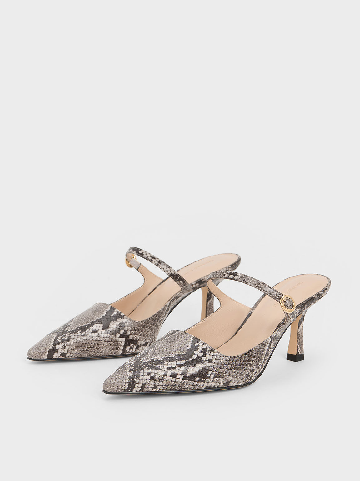 Snake print heeled best sale mules