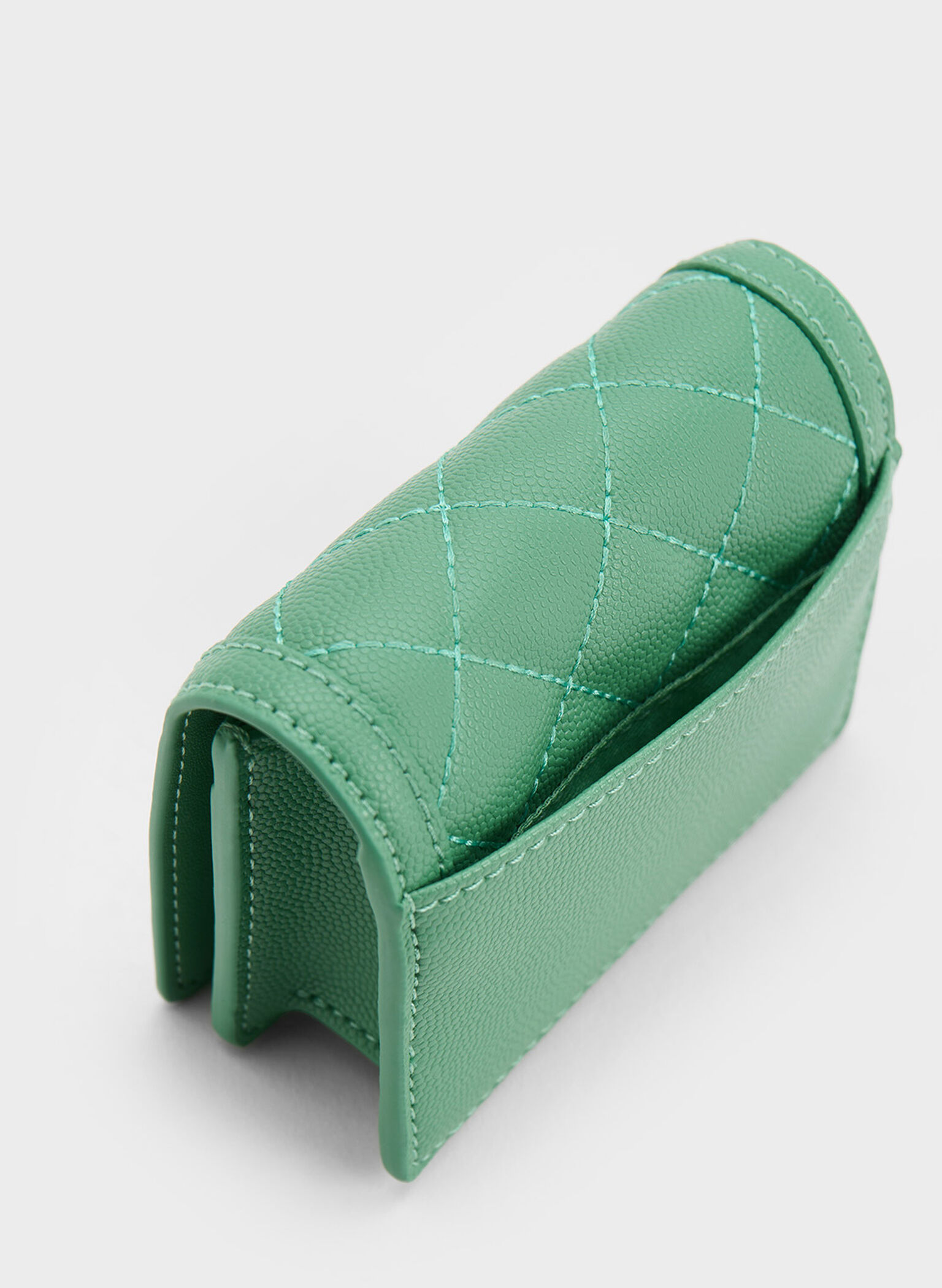 Micaela Quilted Card Holder, Green, hi-res