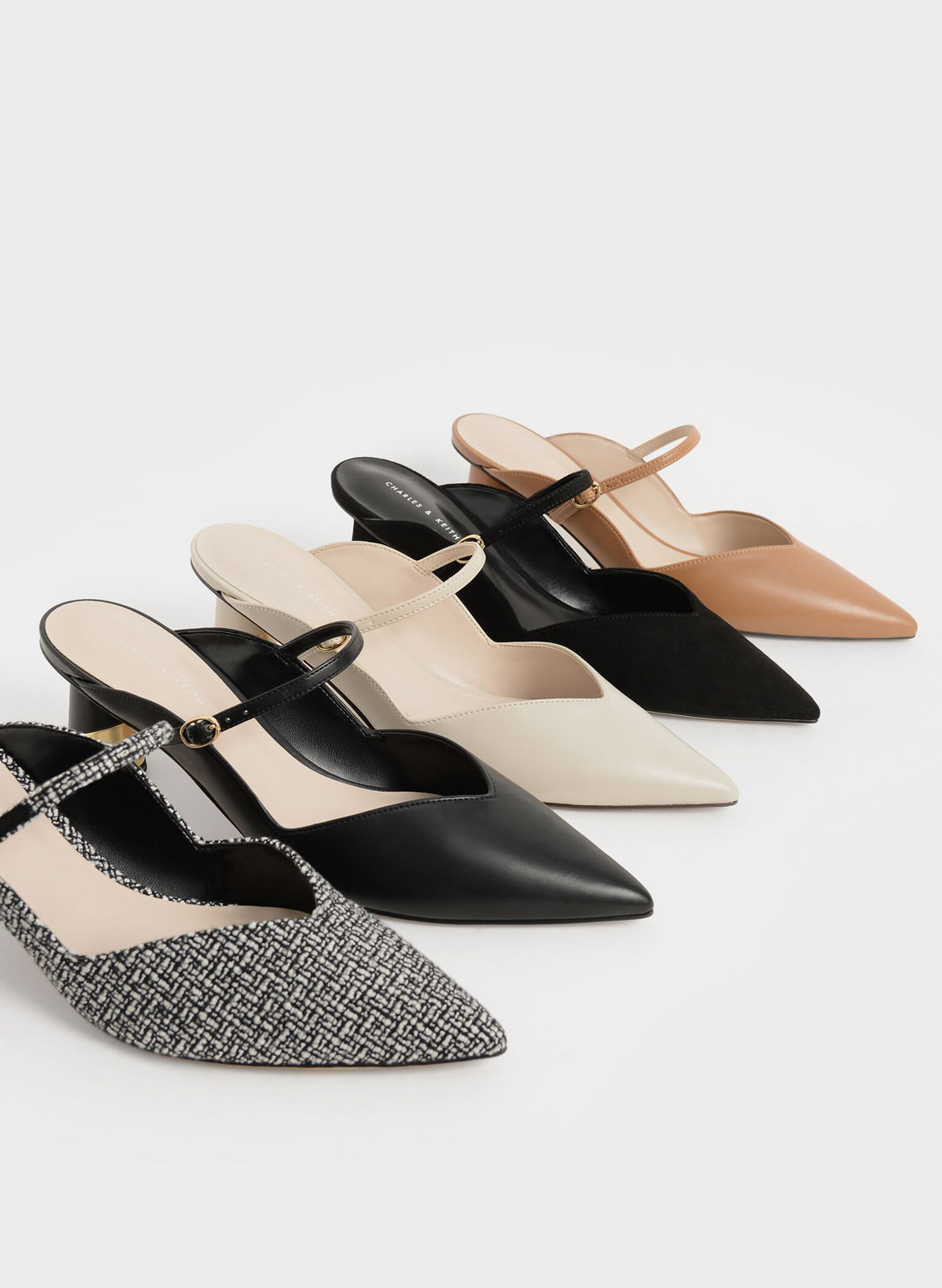 Cammie Metallic Sculptural Heel Tweed Mules, Multi, hi-res