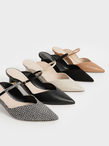 Cammie Metallic Sculptural Heel Tweed Mules, Multi, hi-res