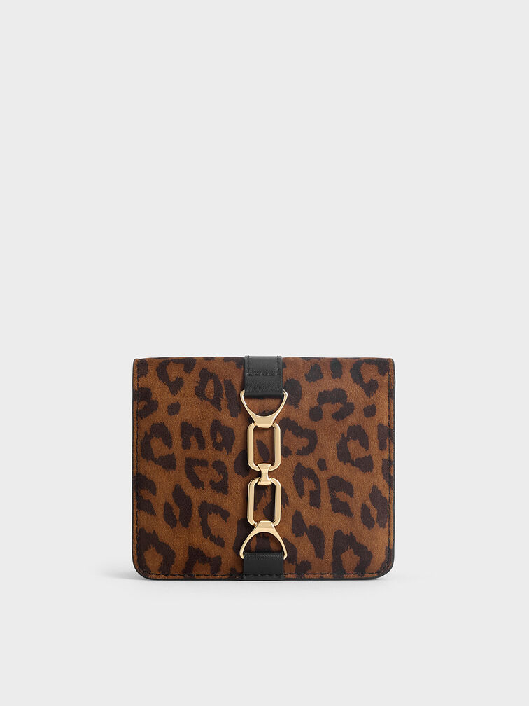 Agatha Leopard-Print Chain-Accent Card Holder, Multi, hi-res