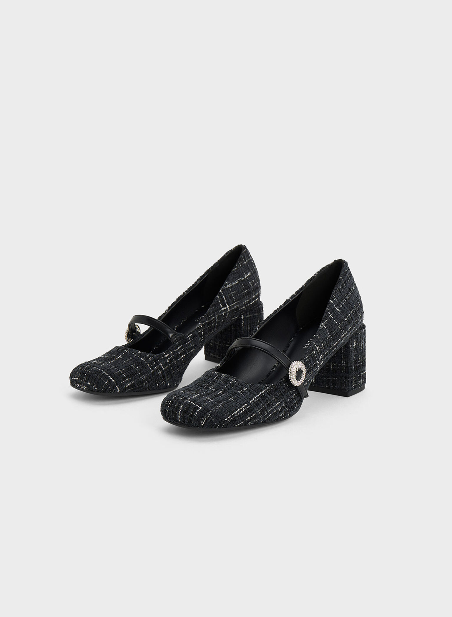 Tweed Crystal-Embellished Mary Jane Pumps, Multi, hi-res