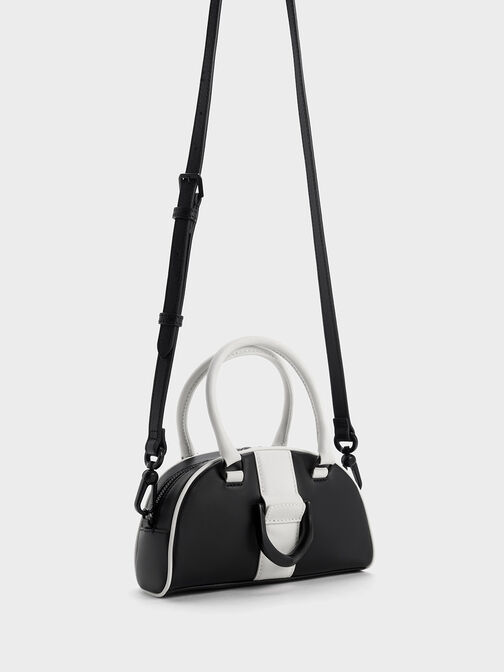 Gabine Two-Tone Leather Top Handle Bag, Black, hi-res