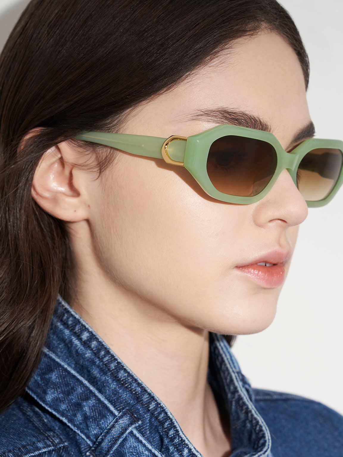 Gabine Recycled Acetate Oval Sunglasses Mint Green