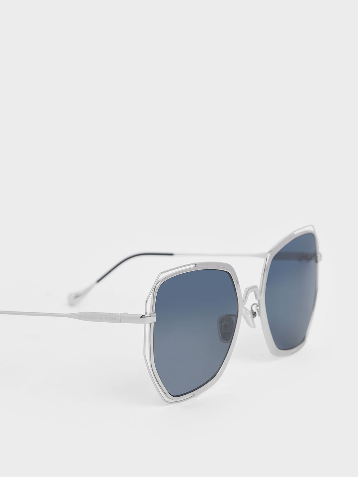 Two-Tone Butterfly Sunglasses, Dark Blue, hi-res