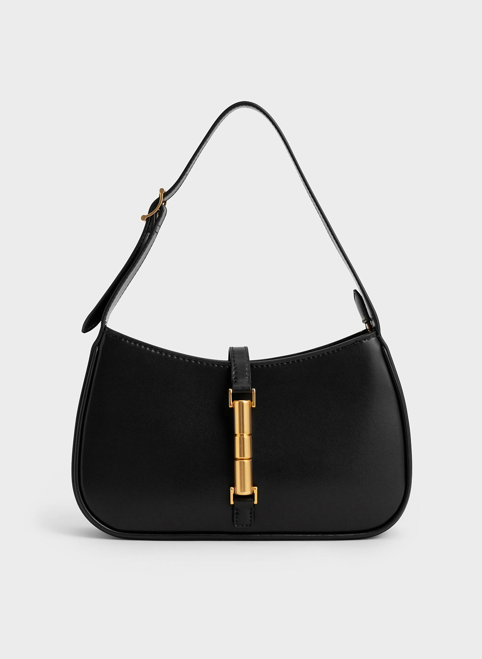 Cesia Metallic Accent Shoulder Bag, Black, hi-res