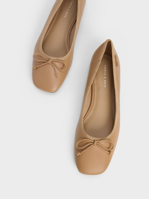 Rhea Bow Ballerinas, Camel, hi-res